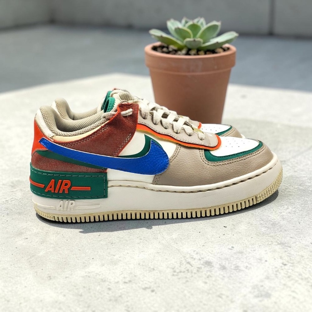 Nike Air Force 1 Shadow Sail Signal Blue Womens Leather Sneaker Size 8.5